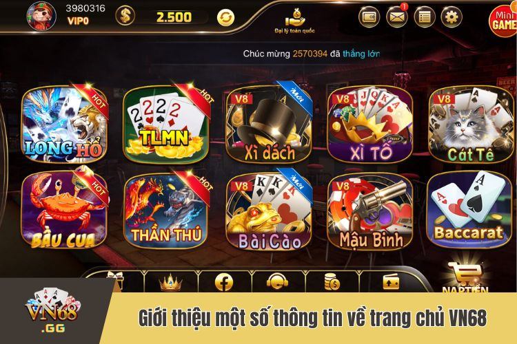 Giới thiệu một số thông tin về trang chủ VN68